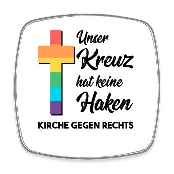Our Cross Has No Hooks - Church Against the Right - Square fridge magnet - white - Front