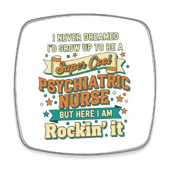 Idée cadeau d’infirmière psychiatrique rétro pour la santé mentale - Magnet carré - blanc - Devant