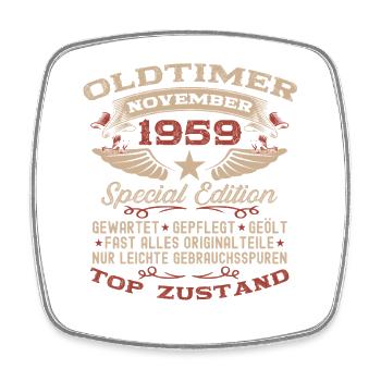 66. Geburtstag Geschenk Oldtimer November 1959 - Viereckiger Kühlschrankmagnet - Weiß - Vorne