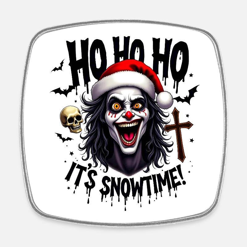 Psycho Clown Père Noël Horreur - Magnet carré - blanc