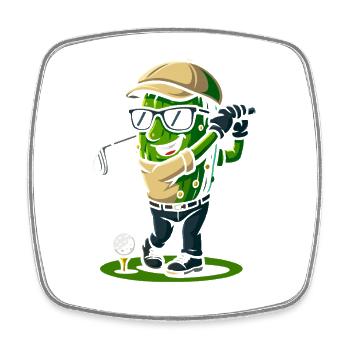 Kaktus Golfer Cartoon - Viereckiger Kühlschrankmagnet - Weiß - Vorne