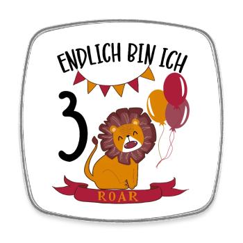 Anniversaire Lion 3 ans Leo Cadeau de fête - Magnet carré - blanc - Devant