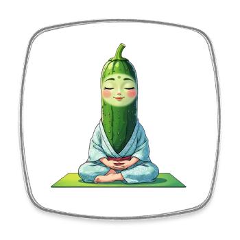Cucumber Head Meditation Figure Kimono - Square fridge magnet - white - Front
