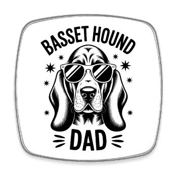 Basset Hound Saying Dad Fun Basset Hound Gift - Square fridge magnet - white - Front