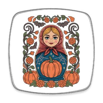 Herbstmatryoshka Kürbis - Viereckiger Kühlschrankmagnet - Weiß - Vorne