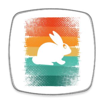 Silhouette de lapin sur rubans arc-en-ciel - Magnet carré - blanc - Devant