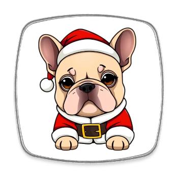 Bouledogue français comme Père Noël Noël - Magnet carré - blanc - Devant