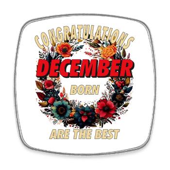 CONGRATULATIONS DECEMBER - Square fridge magnet - white - Front