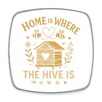 La maison est là où se trouve la ruche - Beehive - Magnet carré - blanc - Devant