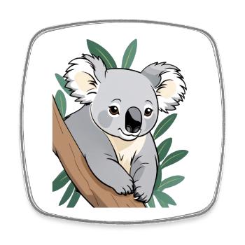 Koala am Ast Cartoon - Viereckiger Kühlschrankmagnet - Weiß - Vorne
