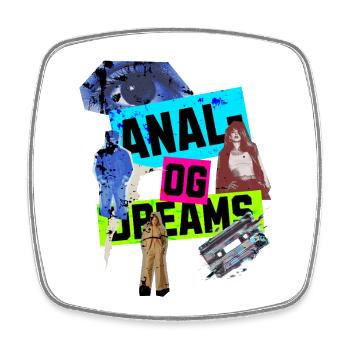 Analog Dreams – Retro Collage Design in 90s Style - Square fridge magnet - white - Front