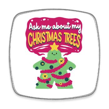 Weihnachtsbaum Züchter Ask Me Christmas Trees - Viereckiger Kühlschrankmagnet - Weiß - Vorne