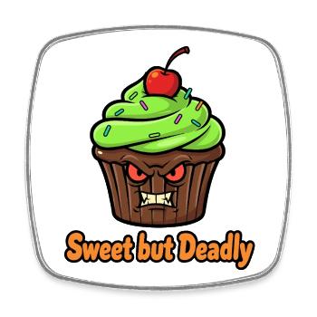Süß aber tödlich Cupcake - Viereckiger Kühlschrankmagnet - Weiß - Vorne