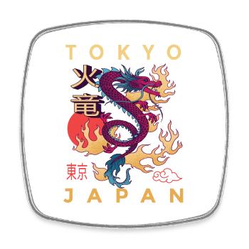 Japanese Flames Dragon – Kanji Calligraphy - Square fridge magnet - white - Front
