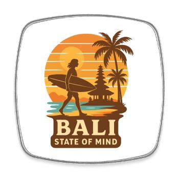 Bali State of Mind – Surf & Sunset Design - Square fridge magnet - white - Front