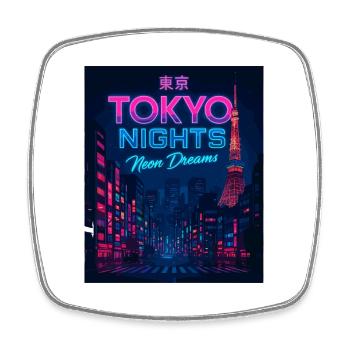 Tokyo Nights – Neon Dreams Streetwear Design - Magnet carré - blanc - Devant
