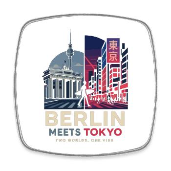 Berlin meets Tokyo – Urban City Vibes Design - Square fridge magnet - white - Front