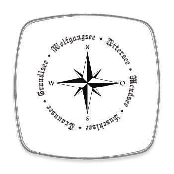 Salzkammergut Kompass 6 Seen Design - Viereckiger Kühlschrankmagnet - Weiß - Vorne