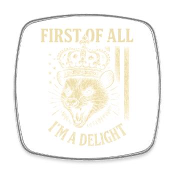 Royal Lion Head Crown I'm a Delight - Square fridge magnet - white - Front