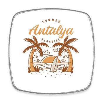 Türkisch Style Design - Sommerparadies Antalya - Viereckiger Kühlschrankmagnet - Weiß - Vorne