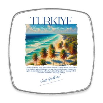 Turkey Bodrum Beach Holiday Design – Visit Bodrum - Square fridge magnet - white - Front