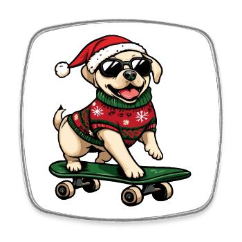 Labrador Chien Noël Drôle - Magnet carré - blanc - Devant