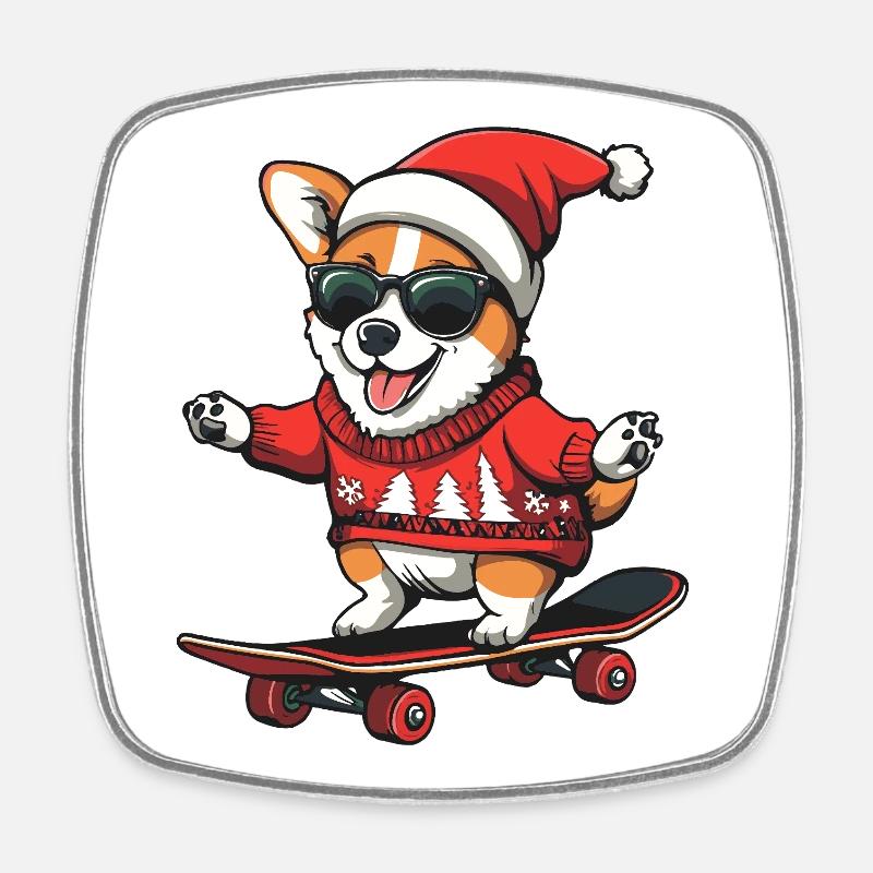 Corgi Dog Christmas Funny - Square fridge magnet - white