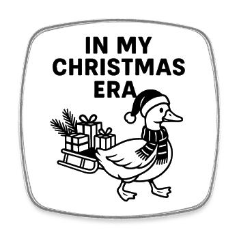 Gans Weihnachtszeit Lustiges Feiertagsdesign - Viereckiger Kühlschrankmagnet - Weiß - Vorne
