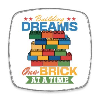 Building Blocks Kids Brick Builder - Square fridge magnet - white - Front