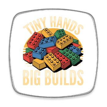 Building Blocks Kids Brick Builder - Square fridge magnet - white - Front