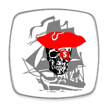 Pirate - Magnet carré - blanc - Devant