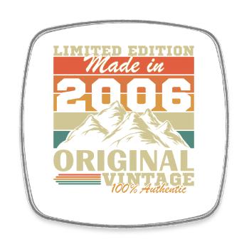 2006 Vintage Retro Birthday Gift - Square fridge magnet - white - Front