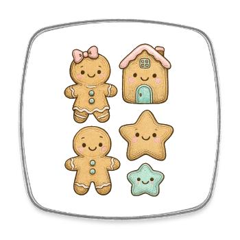 Fun and colorful gingerbread characters - Square fridge magnet - white - Front