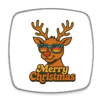 Merry Christmas - Vintage Reindeer - Square fridge magnet - white - Front