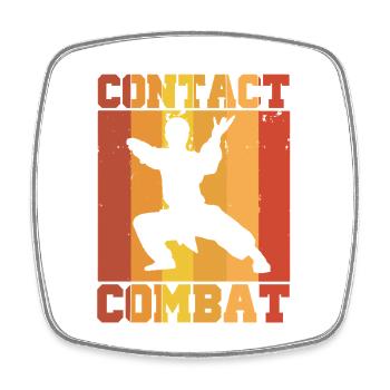Karate Kungfu Retro Combat Contact Silhouette   - Viereckiger Kühlschrankmagnet - Weiß - Vorne