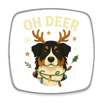 Cute Australian Shepherd Christmas Design - Square fridge magnet - white - Front