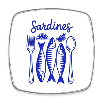 Sardinen Festmahl Blau Illustration - Viereckiger Kühlschrankmagnet - Weiß - Vorne