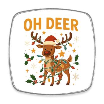 Cute Reindeer Christmas Design - Square fridge magnet - white - Front