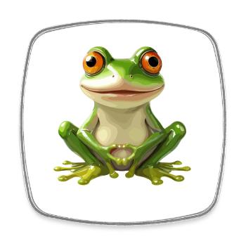  Fröhlicher Frosch Mit Großen Augen - - Viereckiger Kühlschrankmagnet - Weiß - Vorne