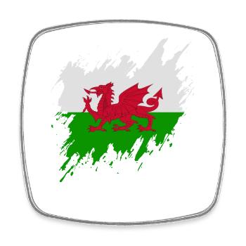 Flagge von Wales, Rissen-Stil - Viereckiger Kühlschrankmagnet - Weiß - Vorne