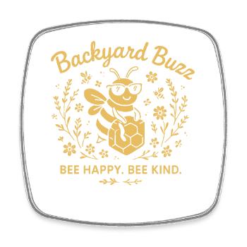 Backyard Buzz Bee Happy Bee Child - Square fridge magnet - white - Front