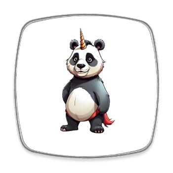 Panda Unicorn Cape Cartoon - Square fridge magnet - white - Front