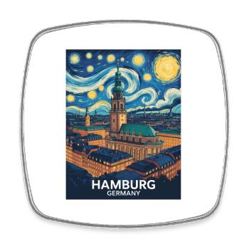 Hambourg - Magnet carré - blanc - Devant