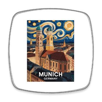 München - Viereckiger Kühlschrankmagnet - Weiß - Vorne