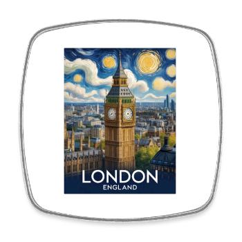 London - Viereckiger Kühlschrankmagnet - Weiß - Vorne