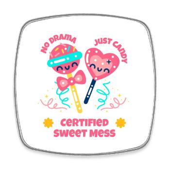 Sugar Crew Candy Team Gift - Square fridge magnet - white - Front
