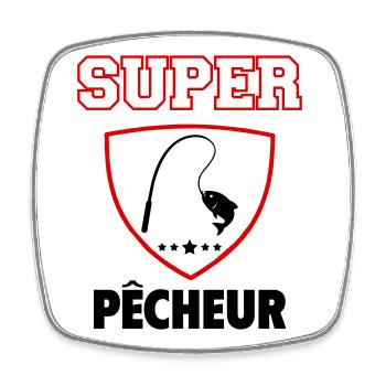 Super Fisherman, Father's Day, Christmas - Square fridge magnet - white - Front