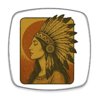 Coiffe en plumes amérindiennes vintage - Magnet carré - blanc - Devant