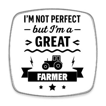 Super Farmer Tracteur Agriculteur - Magnet carré - blanc - Devant