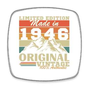 1946 Vintage Retro Birthday Gift - Square fridge magnet - white - Front
